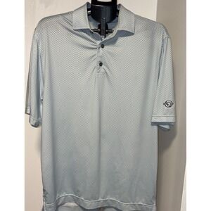 FootJoy Floral Print Lisle Golf Polo Shirt Men's Size M Relaxed Fit Blue White